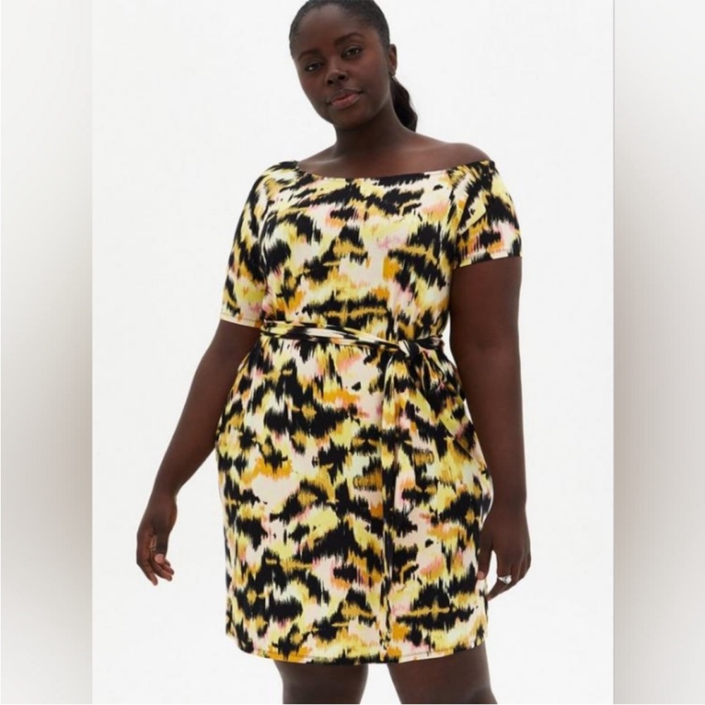Torrid Yellow and Black Abstract Mini Dress